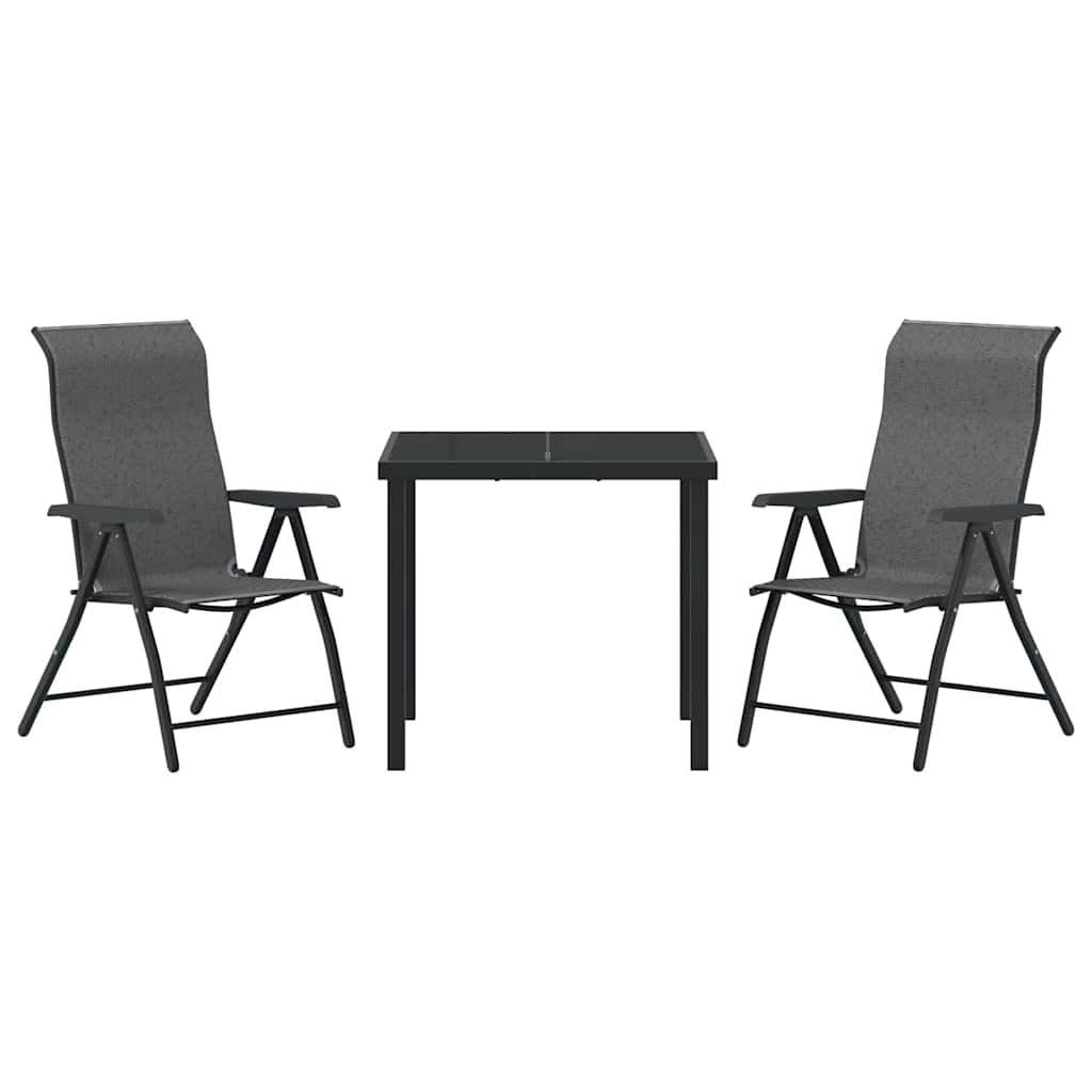 Vrtni set za objed 3 pcs Siva Čelik s prahom premazan