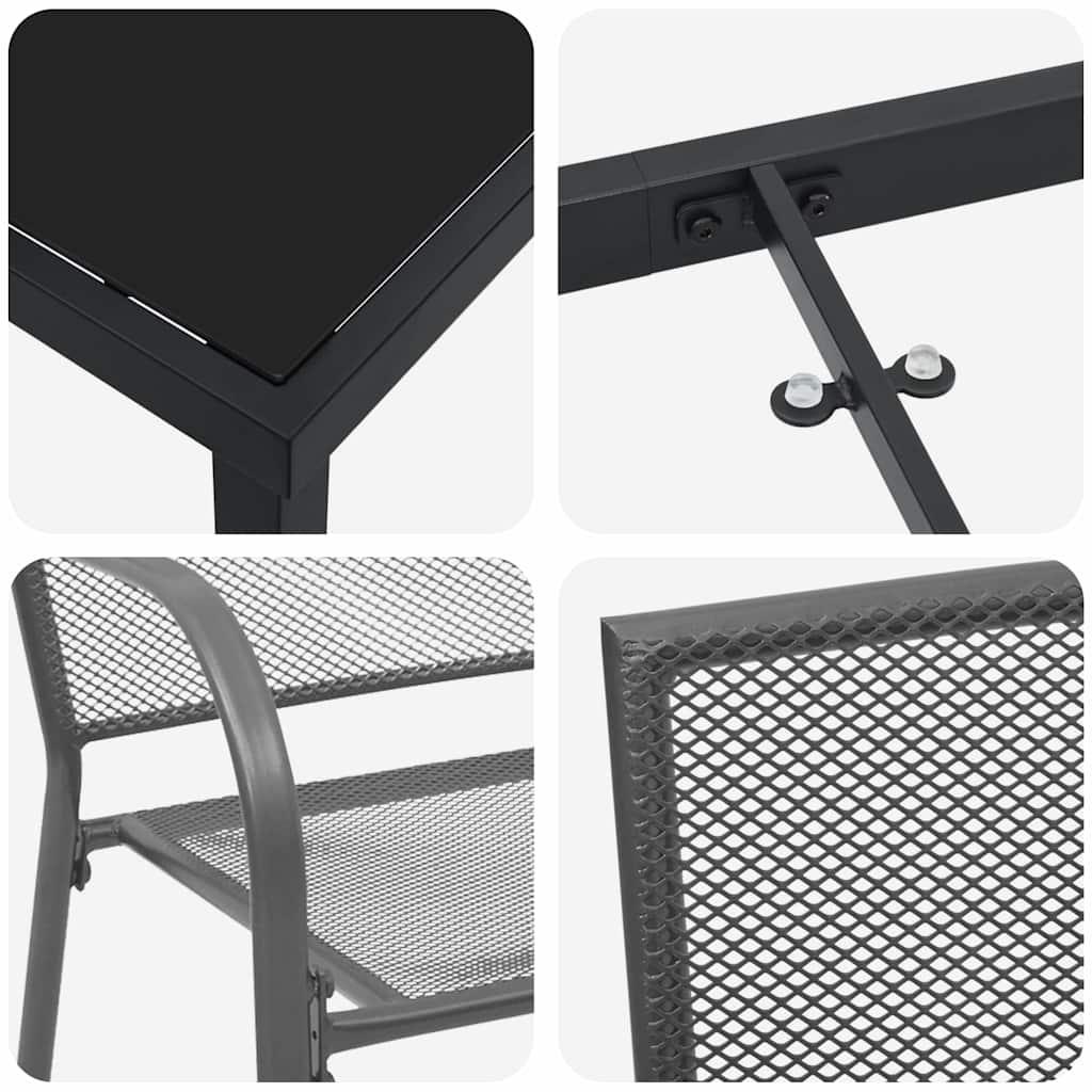 Vrtni set za objed 3 pcs Antracit Čelik s prahom premazan