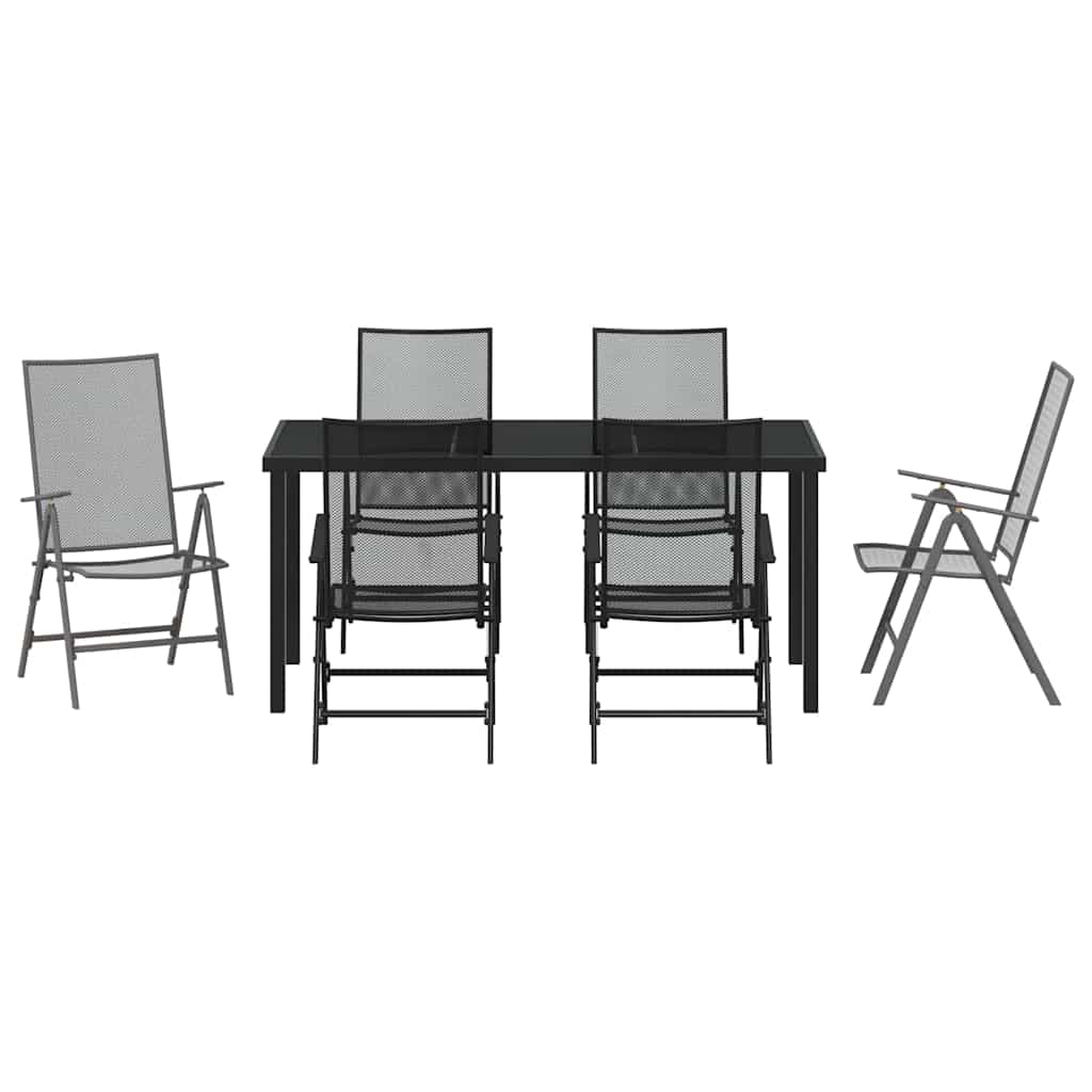Vrtni set za objed 7 pcs Antracit Čelik s prahom premazan