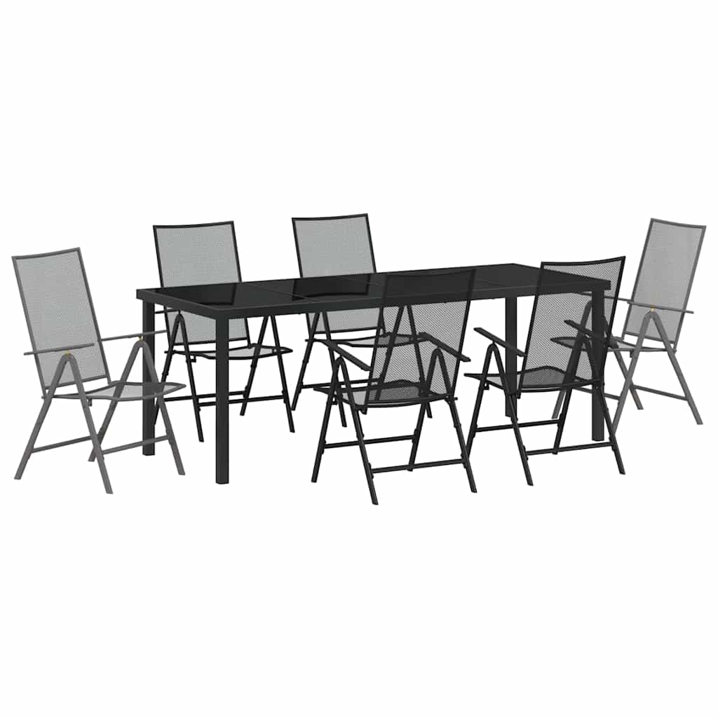 Vrtni set za objed 7 pcs Antracit Čelik s prahom premazan