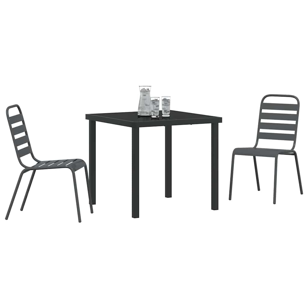 Vrtni set za objed 3 pcs Antracit Čelik s prahom premazan