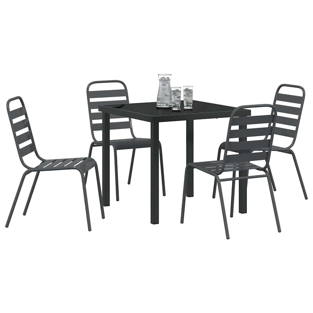 Vrtni set za objed 5 pcs Antracit Čelik s prahom premazan