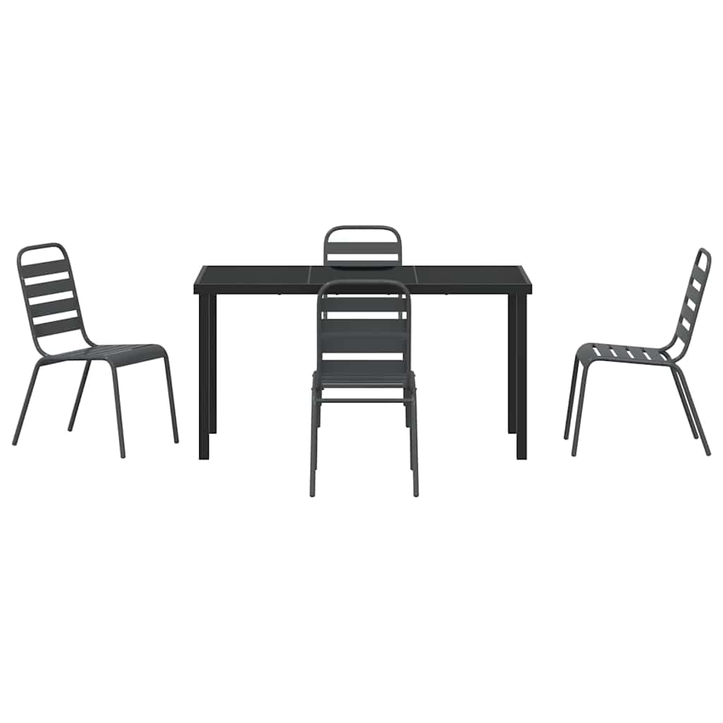Vrtni set za objed 5 pcs Antracit Čelik s prahom premazan