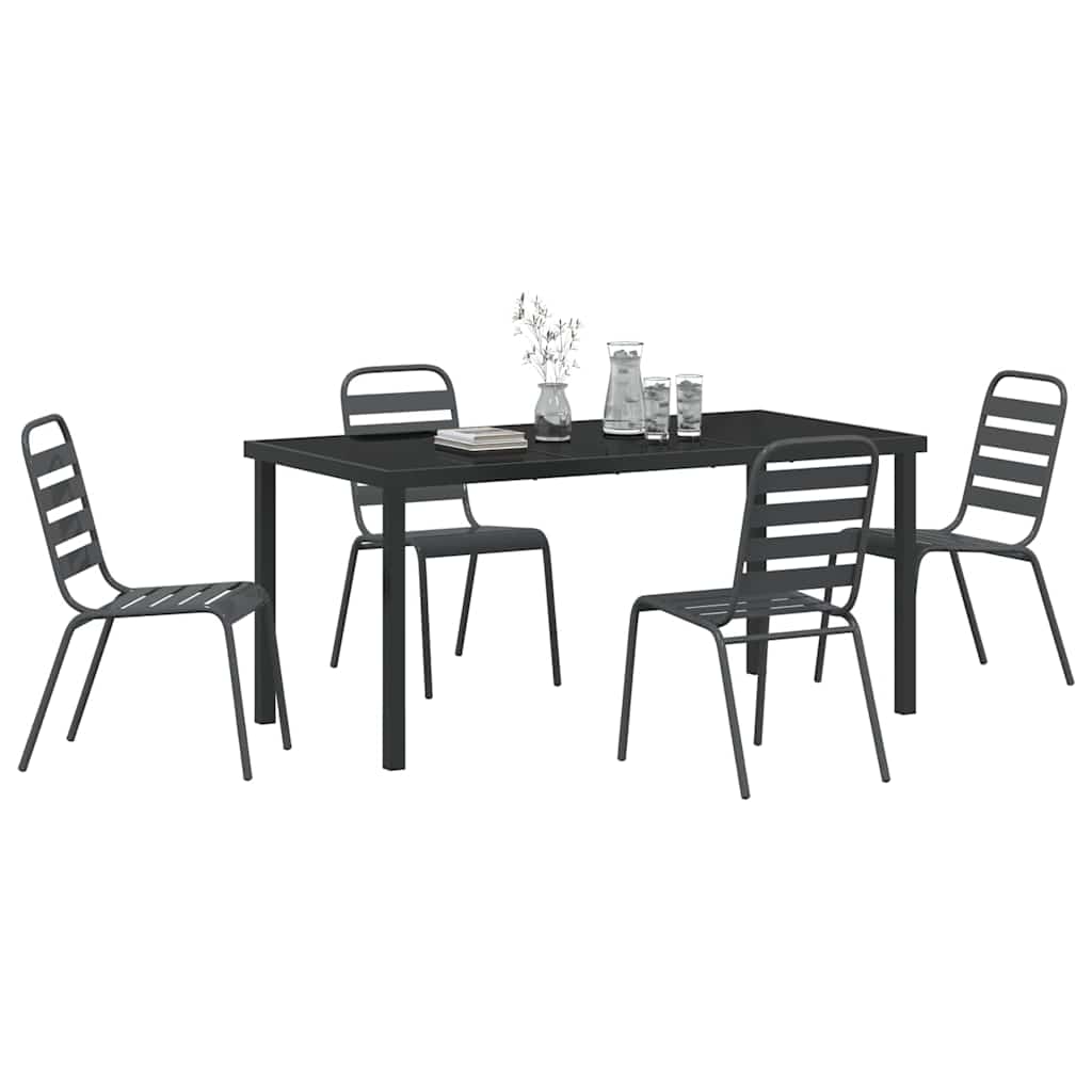 Vrtni set za objed 5 pcs Antracit Čelik s prahom premazan