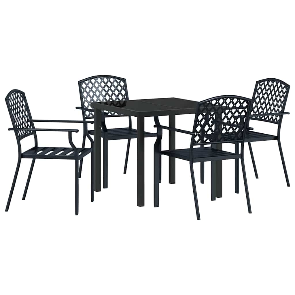 Vrtni set za objed 5 pcs Antracit Čelik s prahom premazan