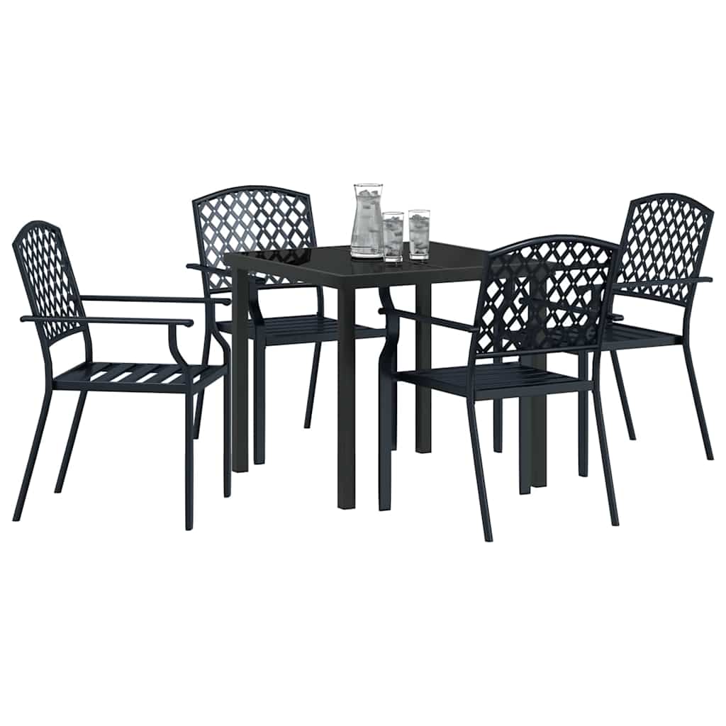 Vrtni set za objed 5 pcs Antracit Čelik s prahom premazan