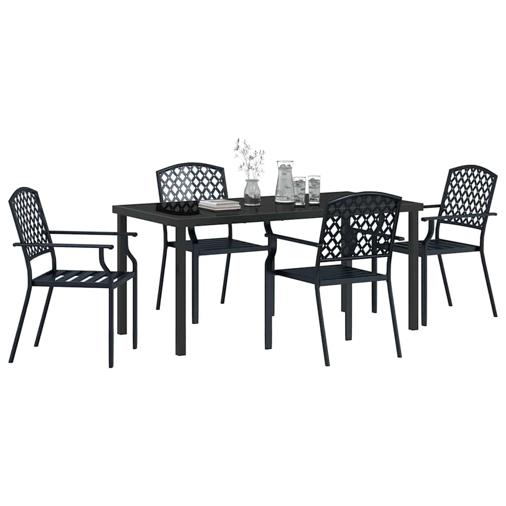 Vrtni set za objed 5 pcs Antracit Čelik s prahom premazan