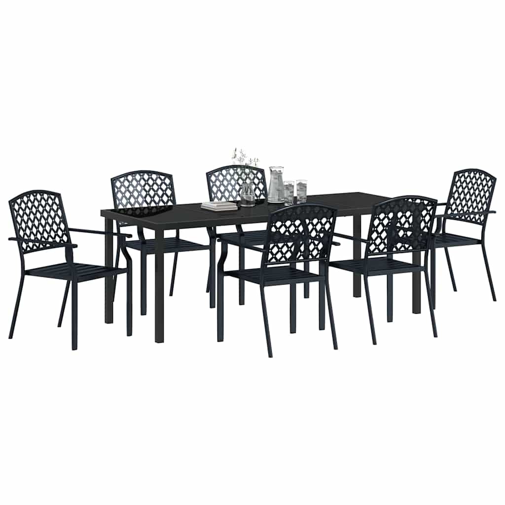 Vrtni set za objed 7 pcs Antracit Čelik s prahom premazan