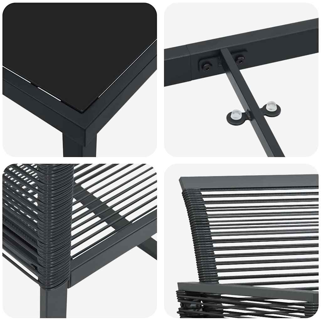 Vrtni set za objed 3 pcs Crna Čelik s prahom premazan