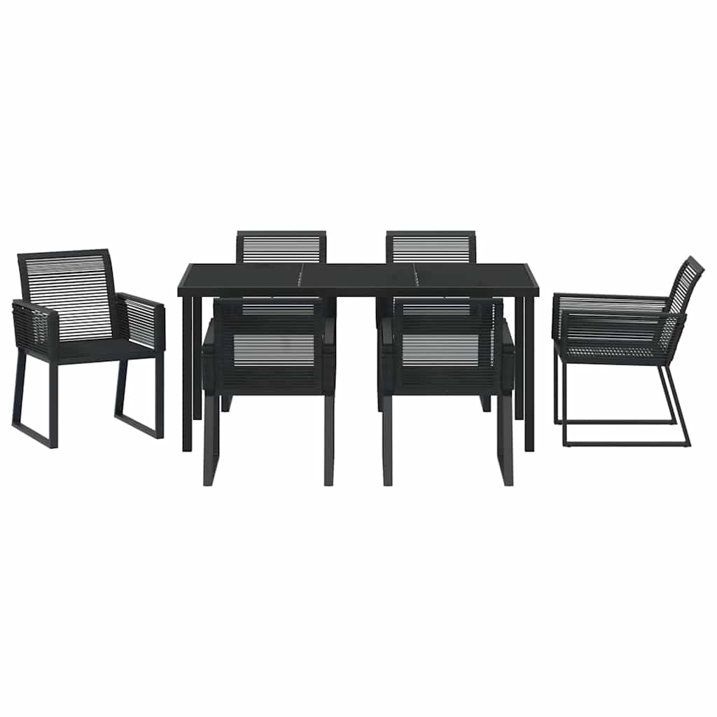 Vrtni set za objed 7 pcs Crna Čelik s prahom premazan