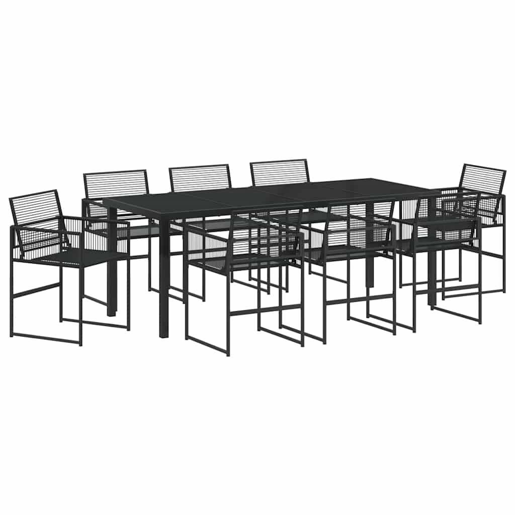 Vrtni set za objed 9 pcs Crna poliratan