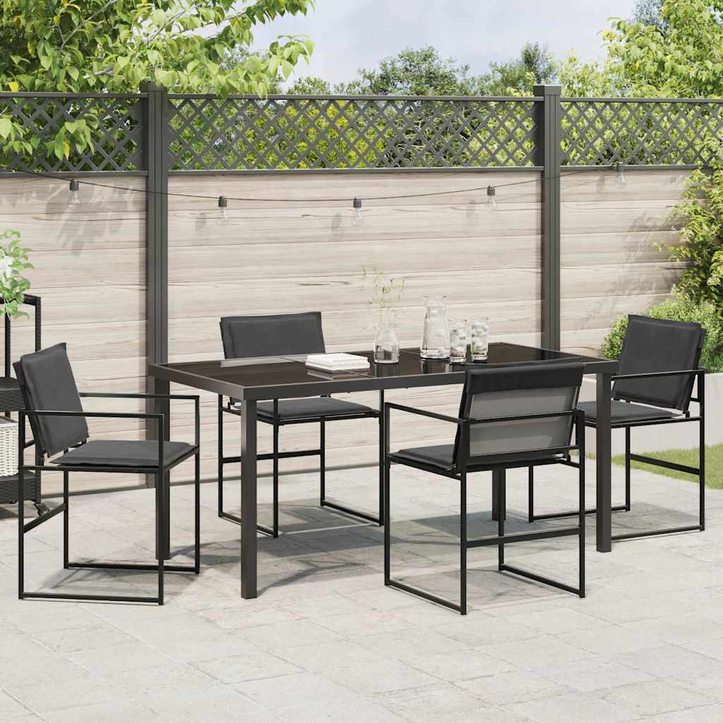 Vrtni set za objed 5 pcs Crna 160 x 80 x 73 cm