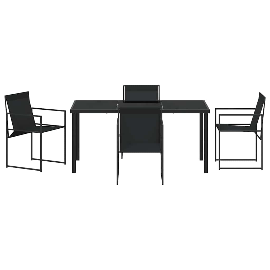 Vrtni set za objed 5 pcs Crna Textilene i čelik