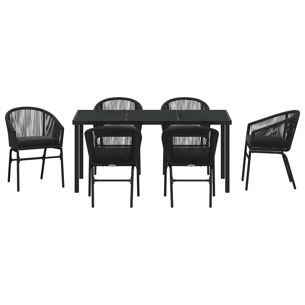 Vrtni set za objed 7 pcs Crna Čelik s prahom premazan
