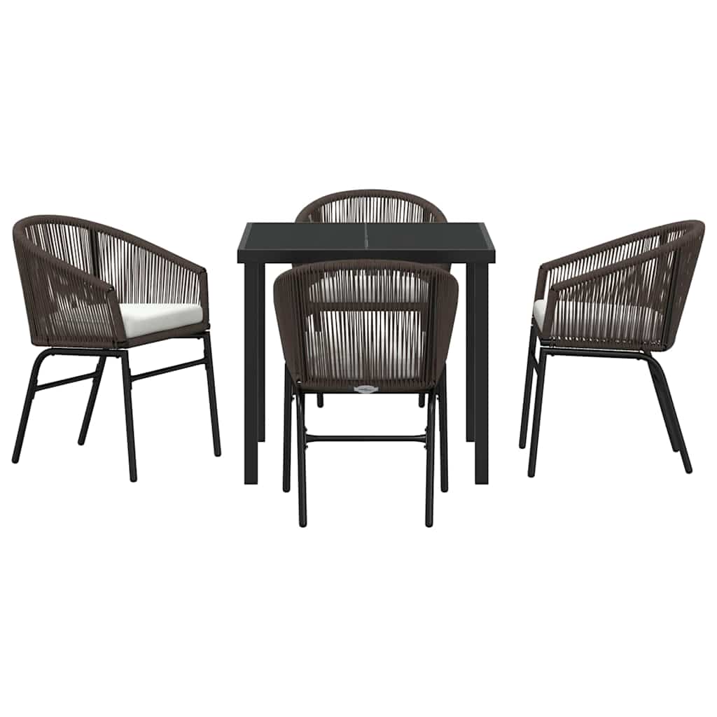 Vrtni set za objed 5 pcs Smeđa Čelik s prahom premazan