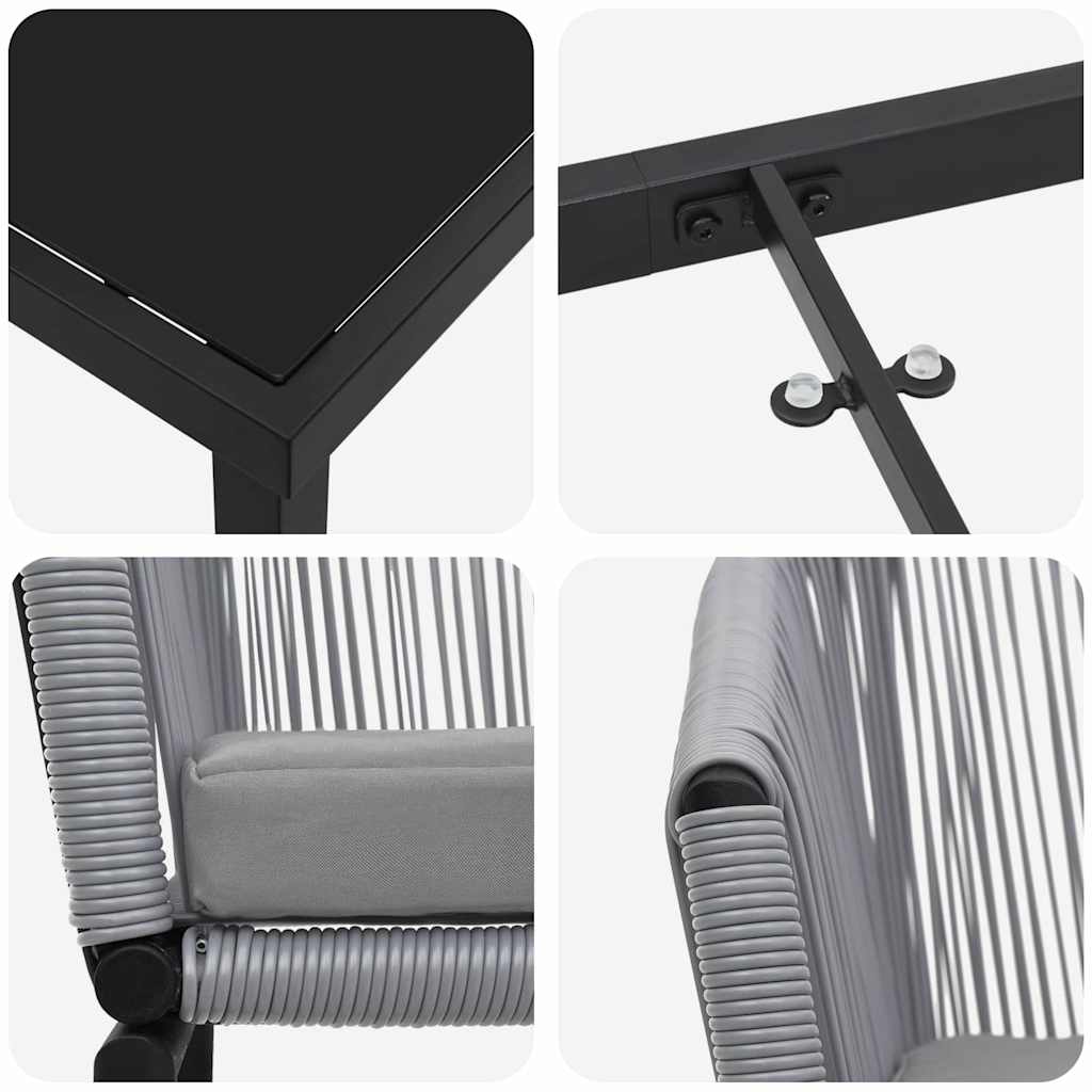 Vrtni set za objed 5 pcs Antracit Čelik s prahom premazan