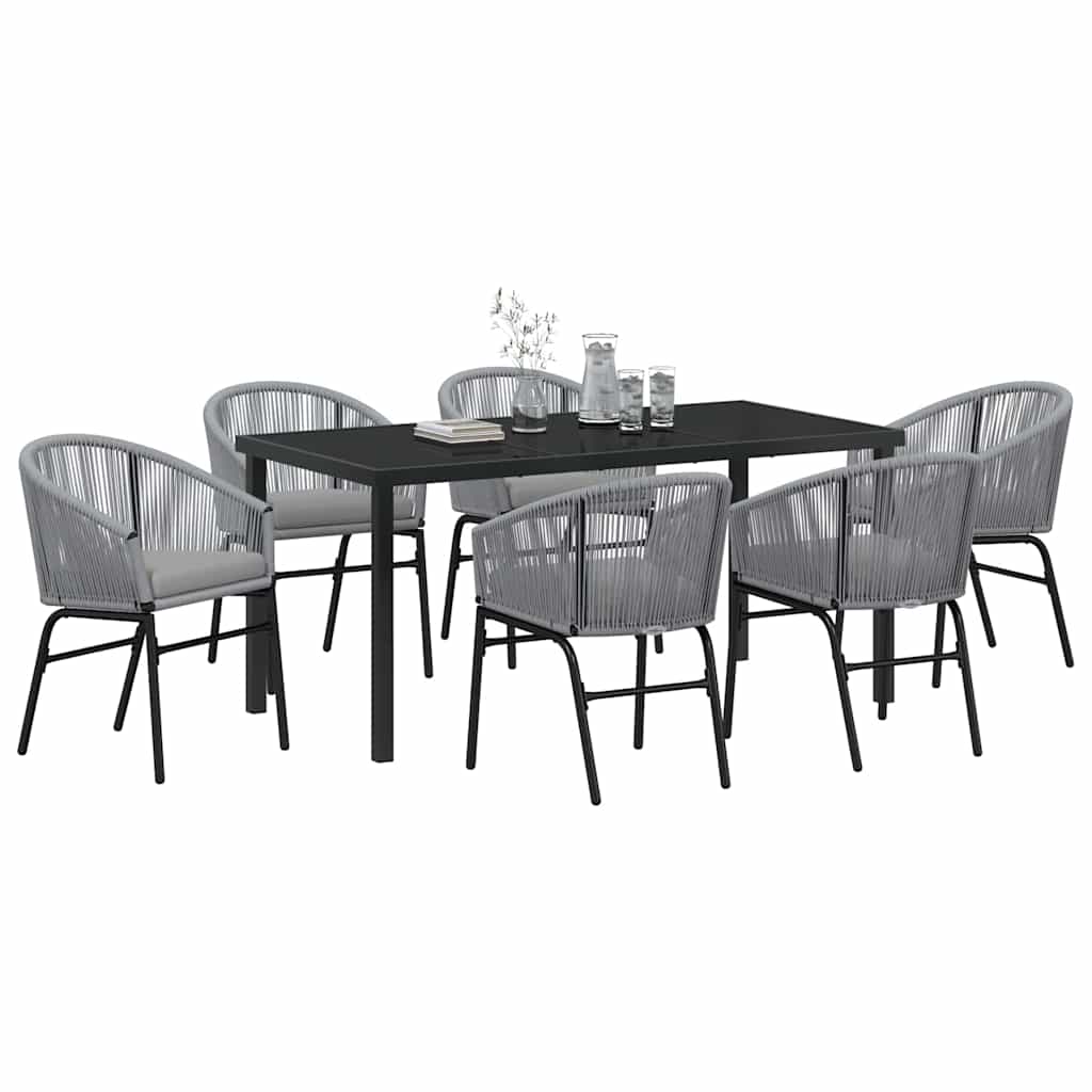Vrtni set za objed 7 pcs Antracit Čelik s prahom premazan