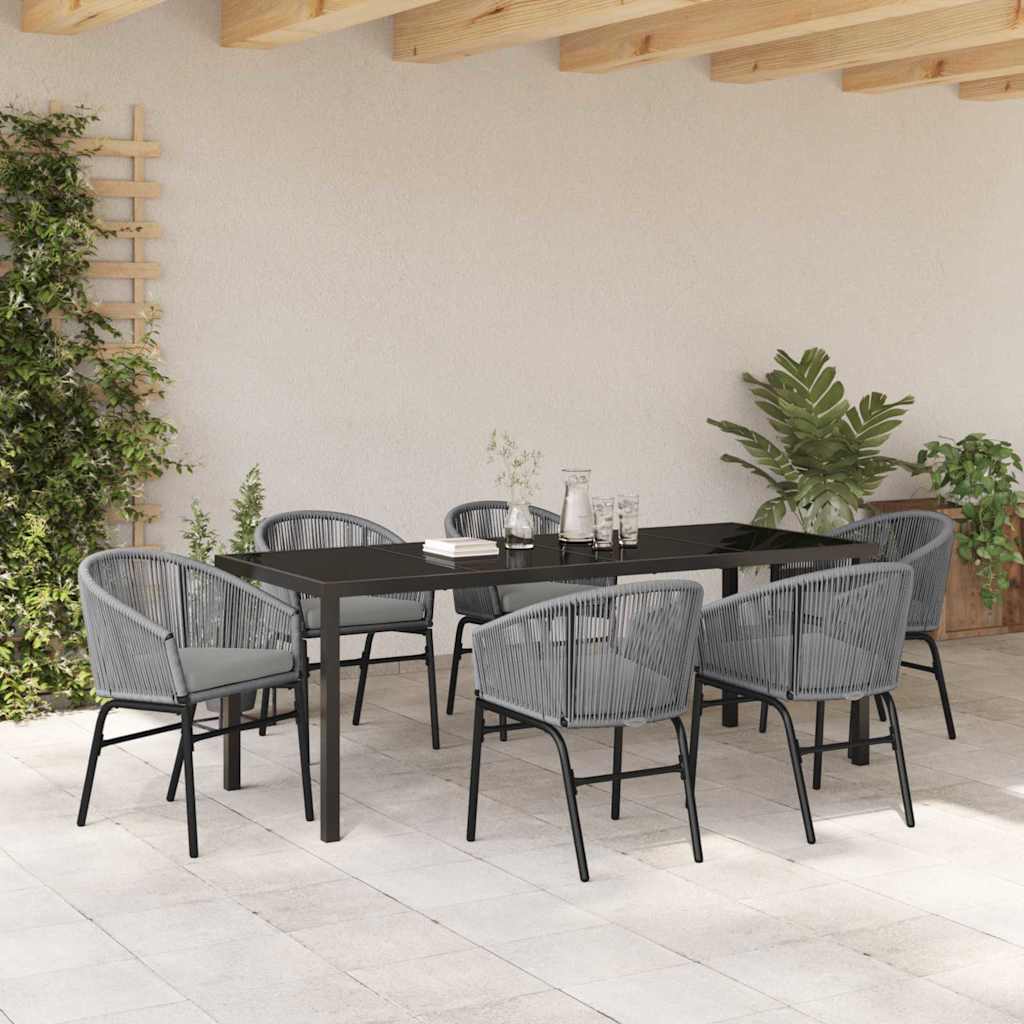 Vrtni set za objed 7 pcs Antracit Čelik s prahom premazan