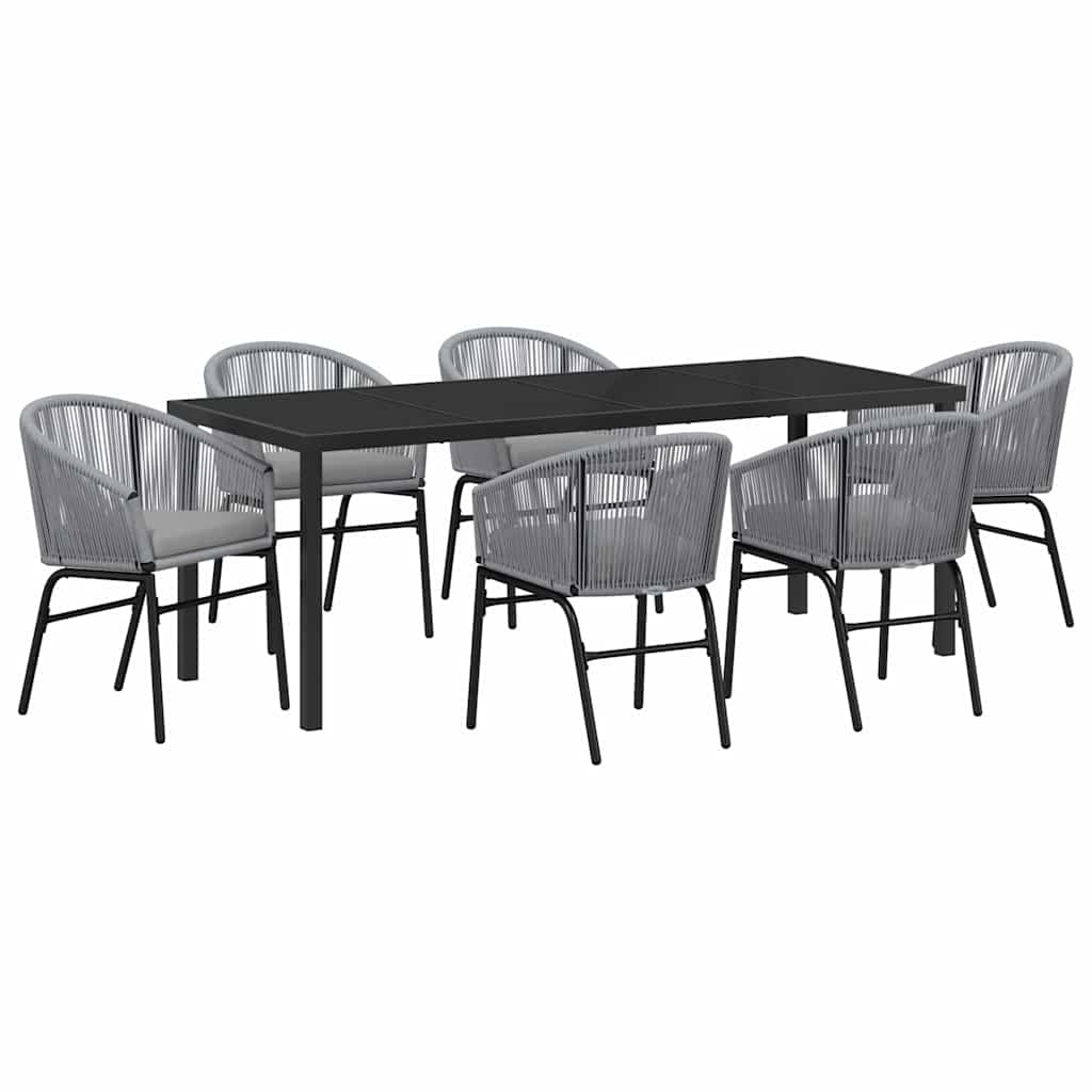 Vrtni set za objed 7 pcs Antracit Čelik s prahom premazan