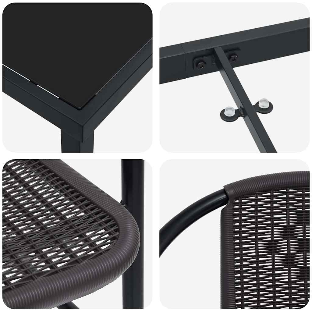 Vrtni set za objed 3 pcs Crna Čelik s prahom premazan