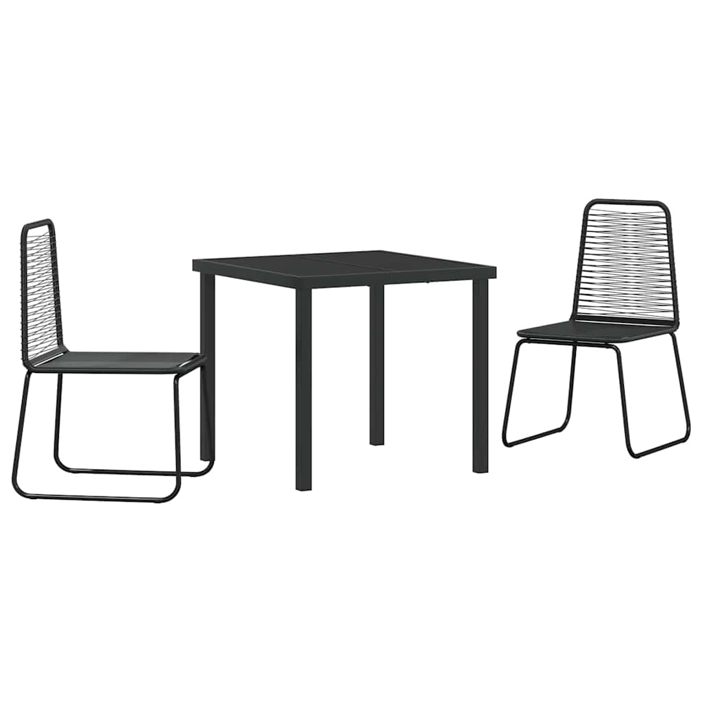 Vrtni set za objed 3 pcs Crna Čelik s prahom premazan