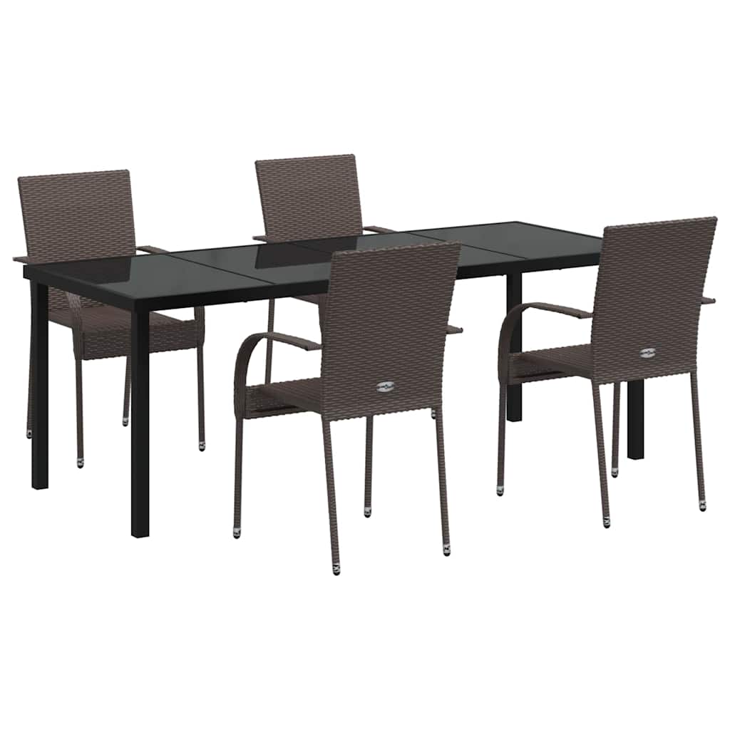 Vrtni set za objed 5 pcs Smeđa Čelik s prahom premazan