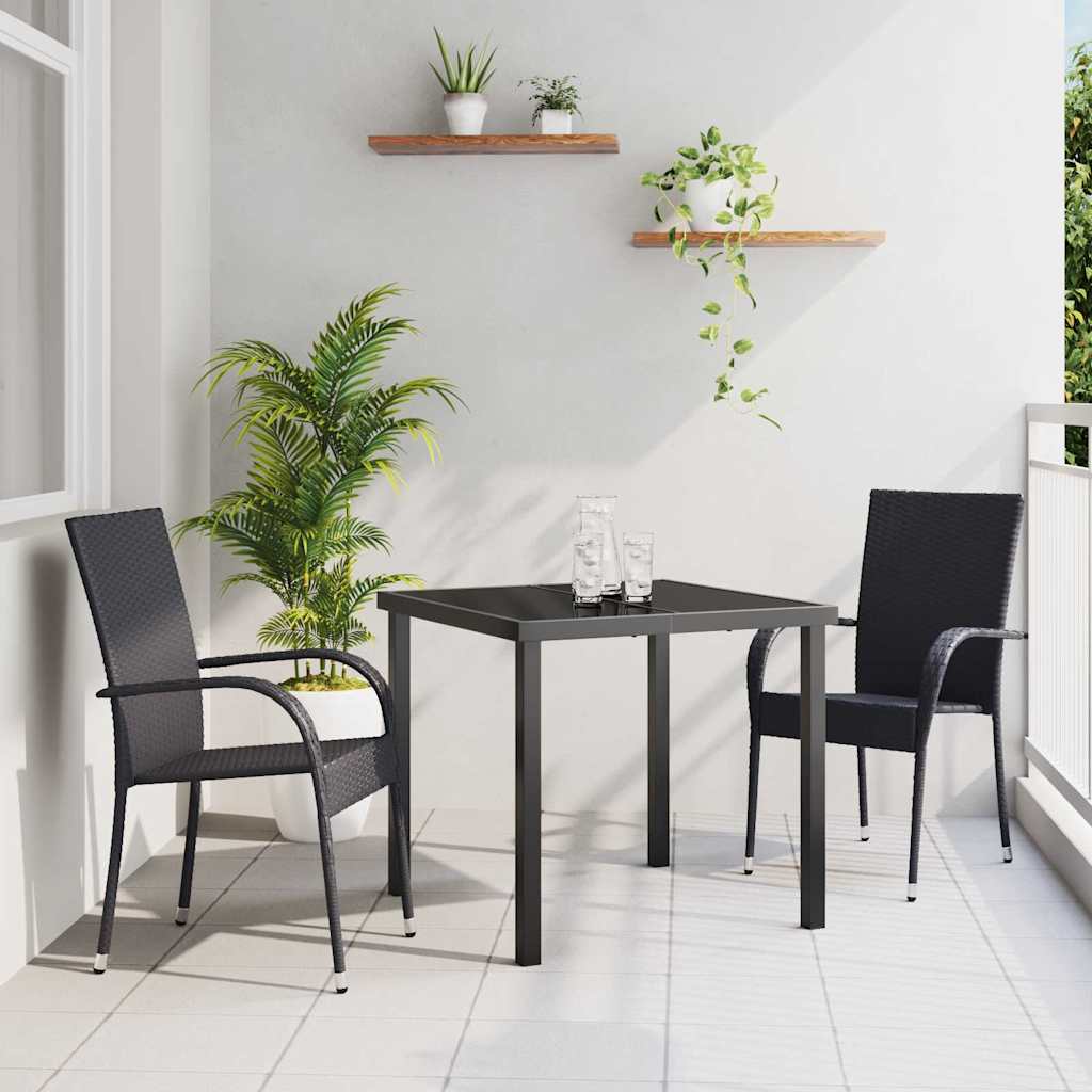 Vrtni set za objed 3 pcs Crna Čelik s prahom premazan