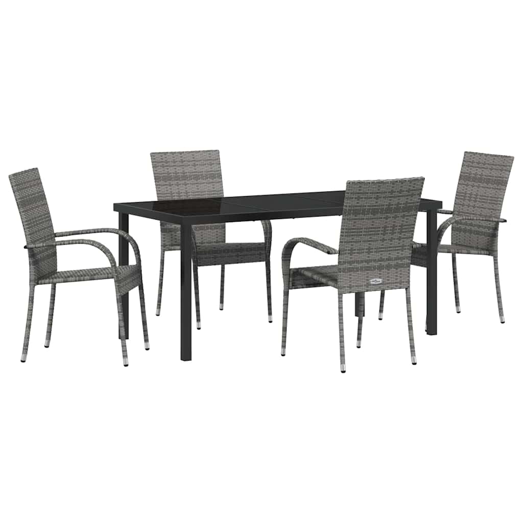 Vrtni set za objed 5 pcs Siva Čelik s prahom premazan