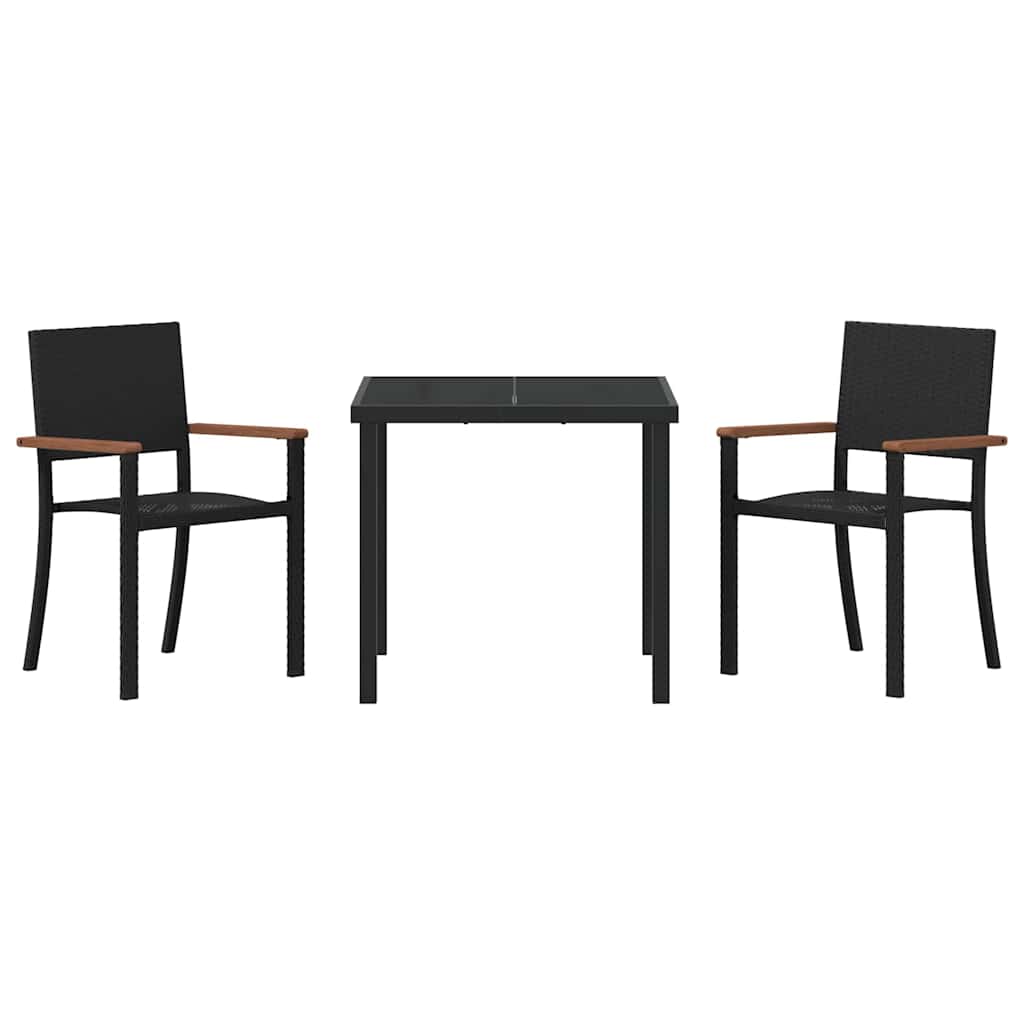 Vrtni set za objed 3 pcs Crna Čelik s prahom premazan