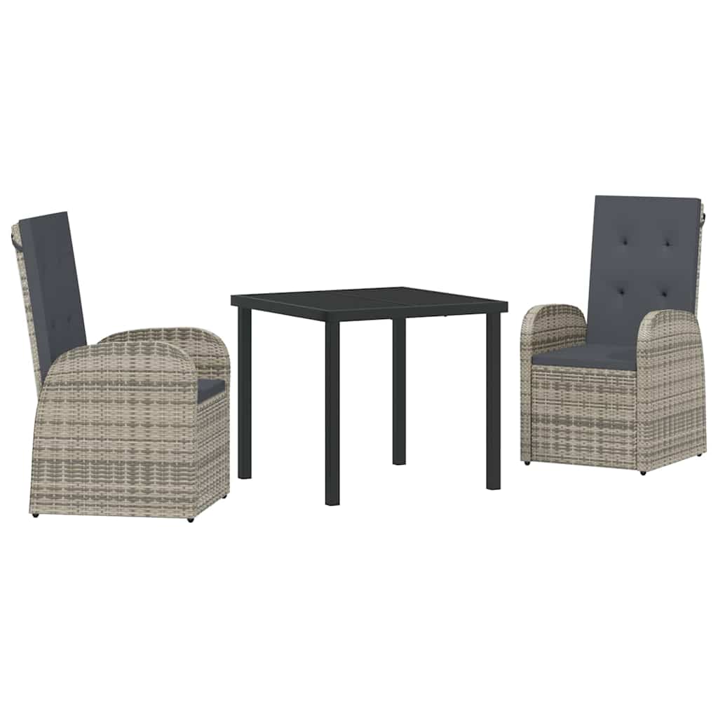 Vrtni set za objed s jastukom 3 pcs Siva poliratan