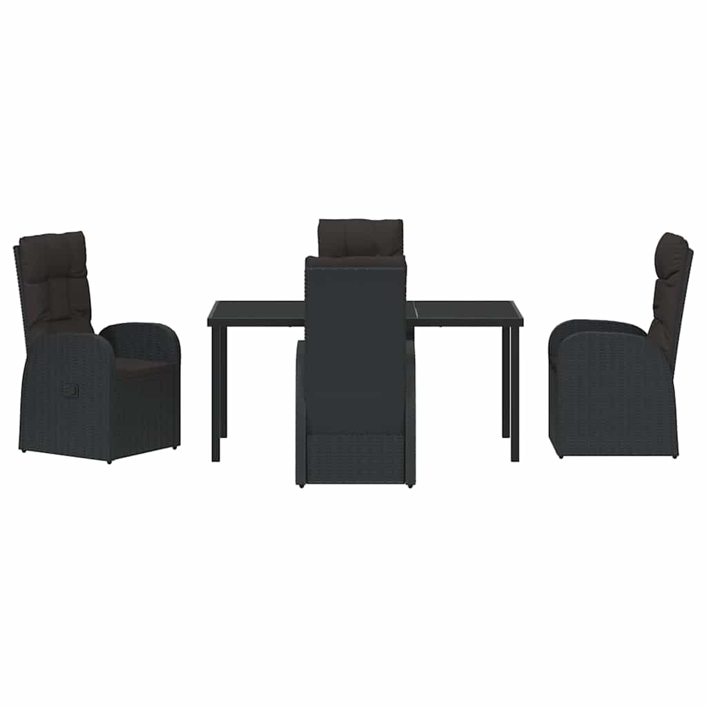 Vrtni set za objed s jastukom 5 pcs Crna poliratan