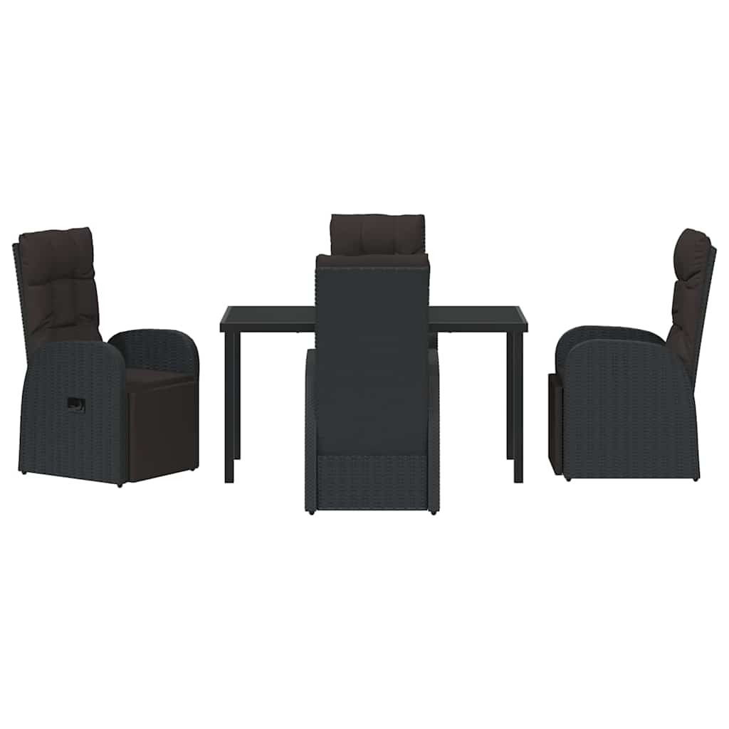 Vrtni set za objed s jastukom 5 pcs Crna poliratan