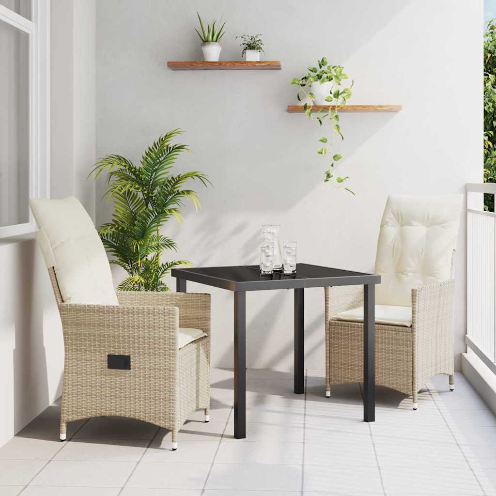 Vrtni set za objed s jastukom 3 pcs Bež poliratan