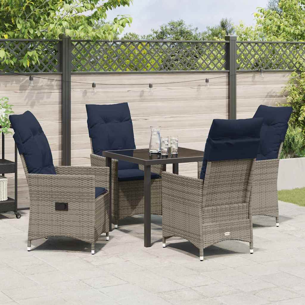 Set stola i stolica s jastukom 5 pcs Siva PE ratan