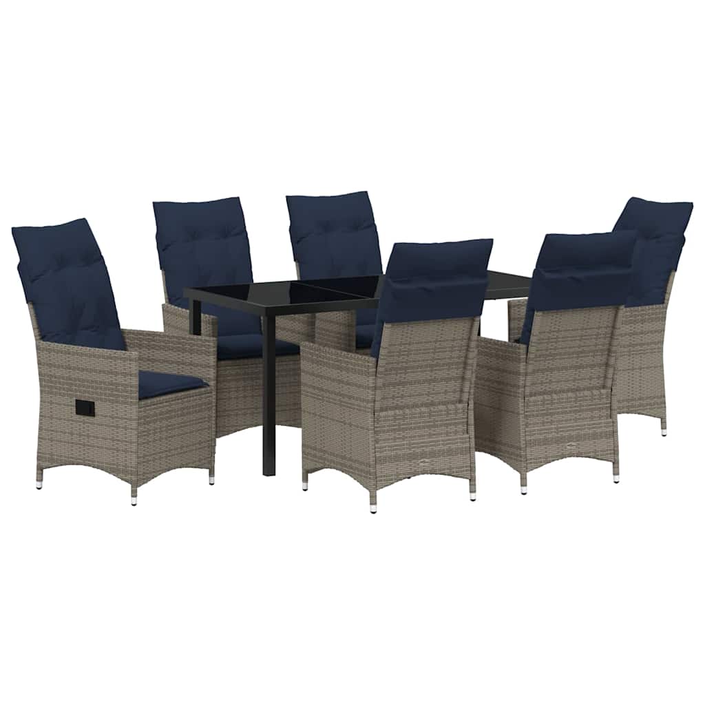 Set stola i stolica s jastukom 7 pcs Siva PE ratan