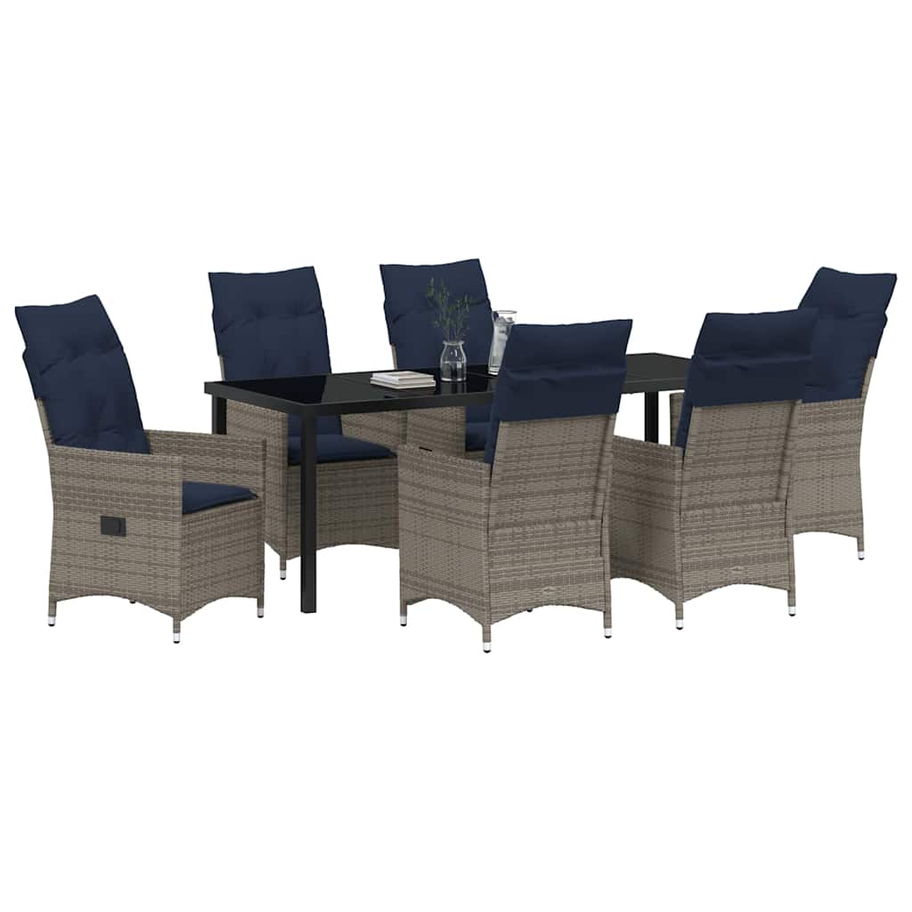 Set stola i stolica s jastukom 7 pcs Siva PE ratan