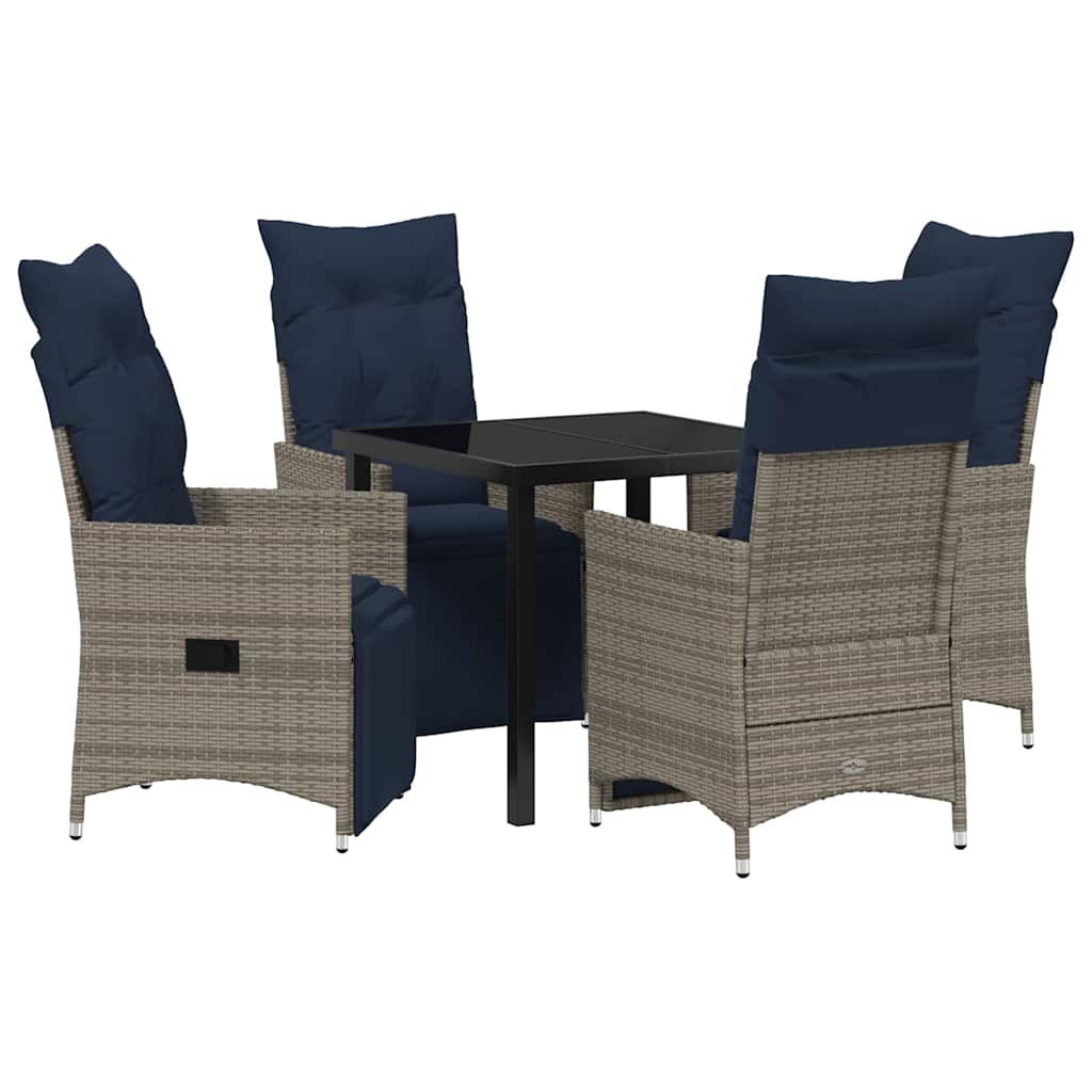 Set stola i stolica s jastukom 5 pcs Siva PE ratan