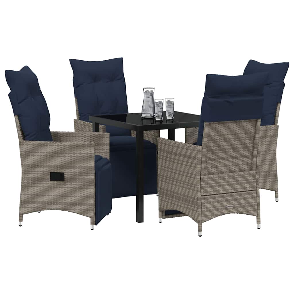 Set stola i stolica s jastukom 5 pcs Siva PE ratan