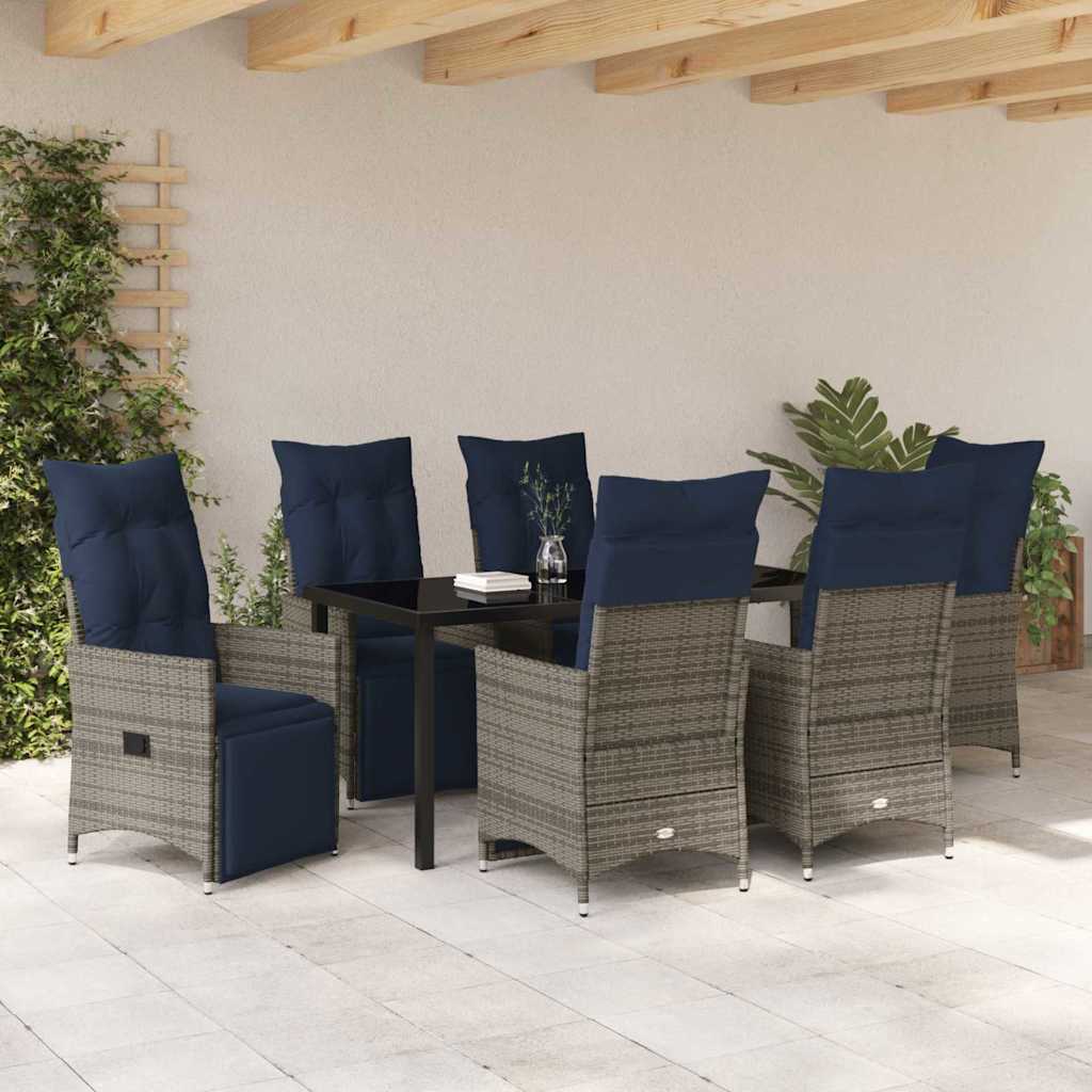 Set stola i stolica s jastukom 7 pcs Siva PE ratan