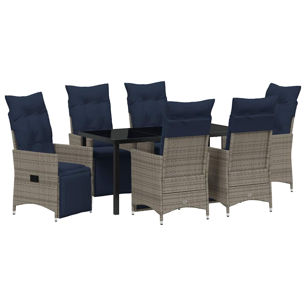 Set stola i stolica s jastukom 7 pcs Siva PE ratan