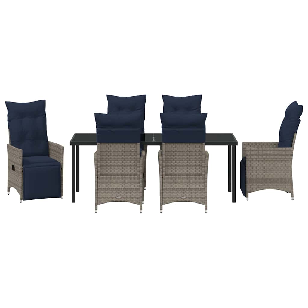 Set stola i stolica s jastukom 7 pcs Siva PE ratan