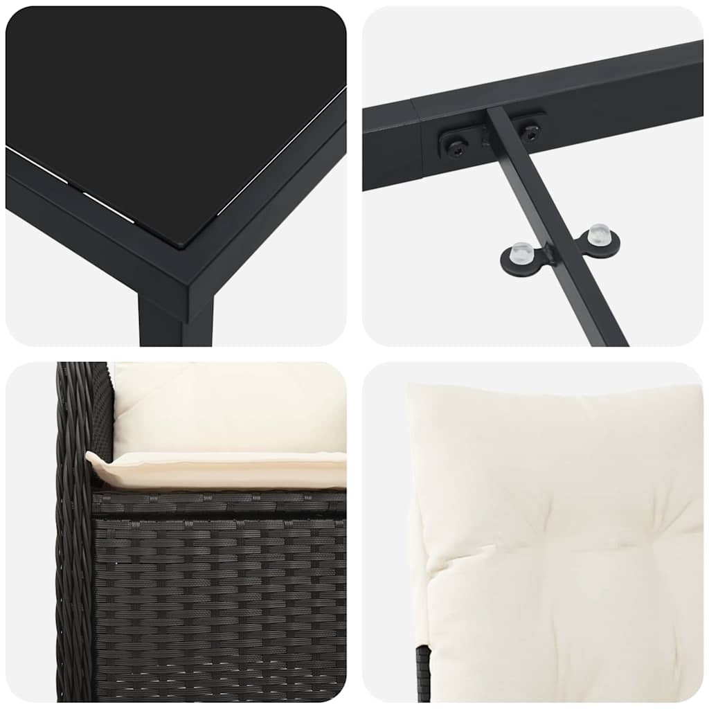 Vrtni set za objed 7 pcs Crna poliratan