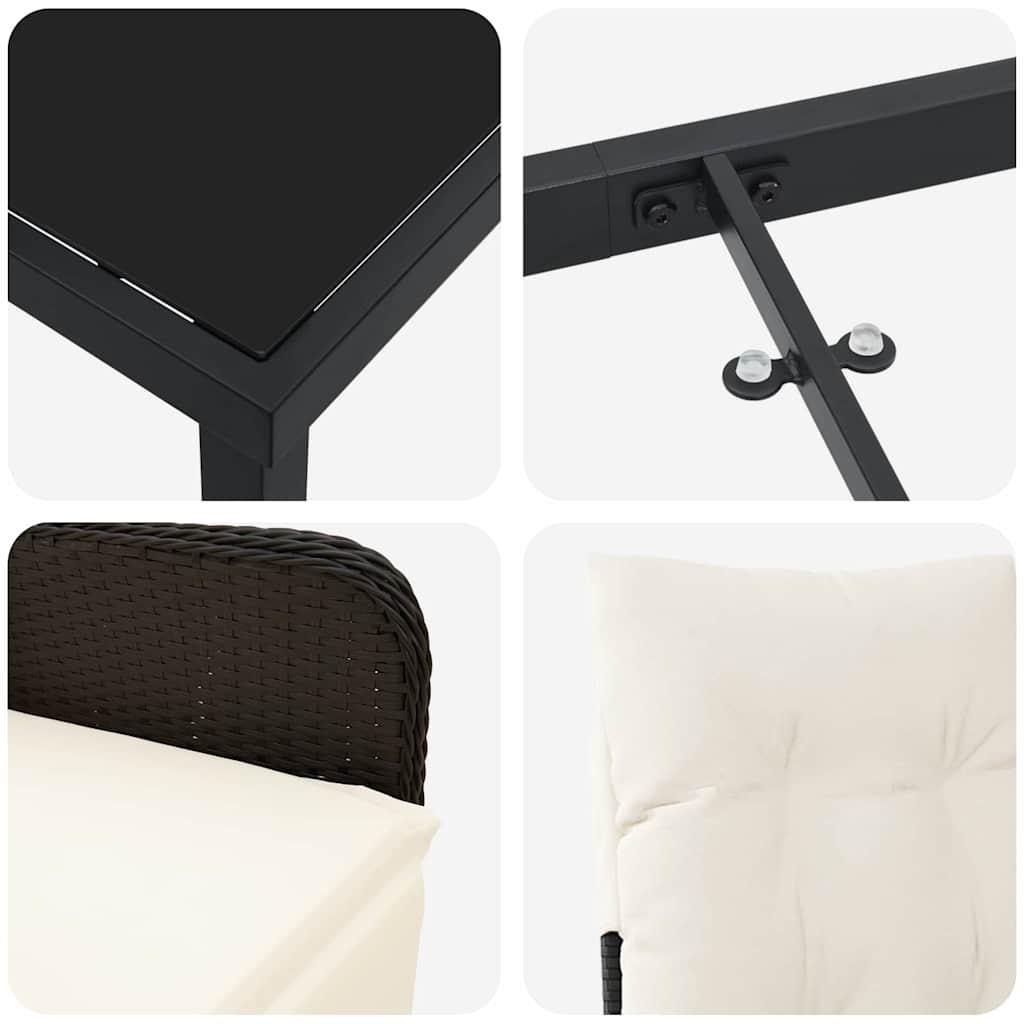 Vrtni set za objed 3 pcs Crna poliratan