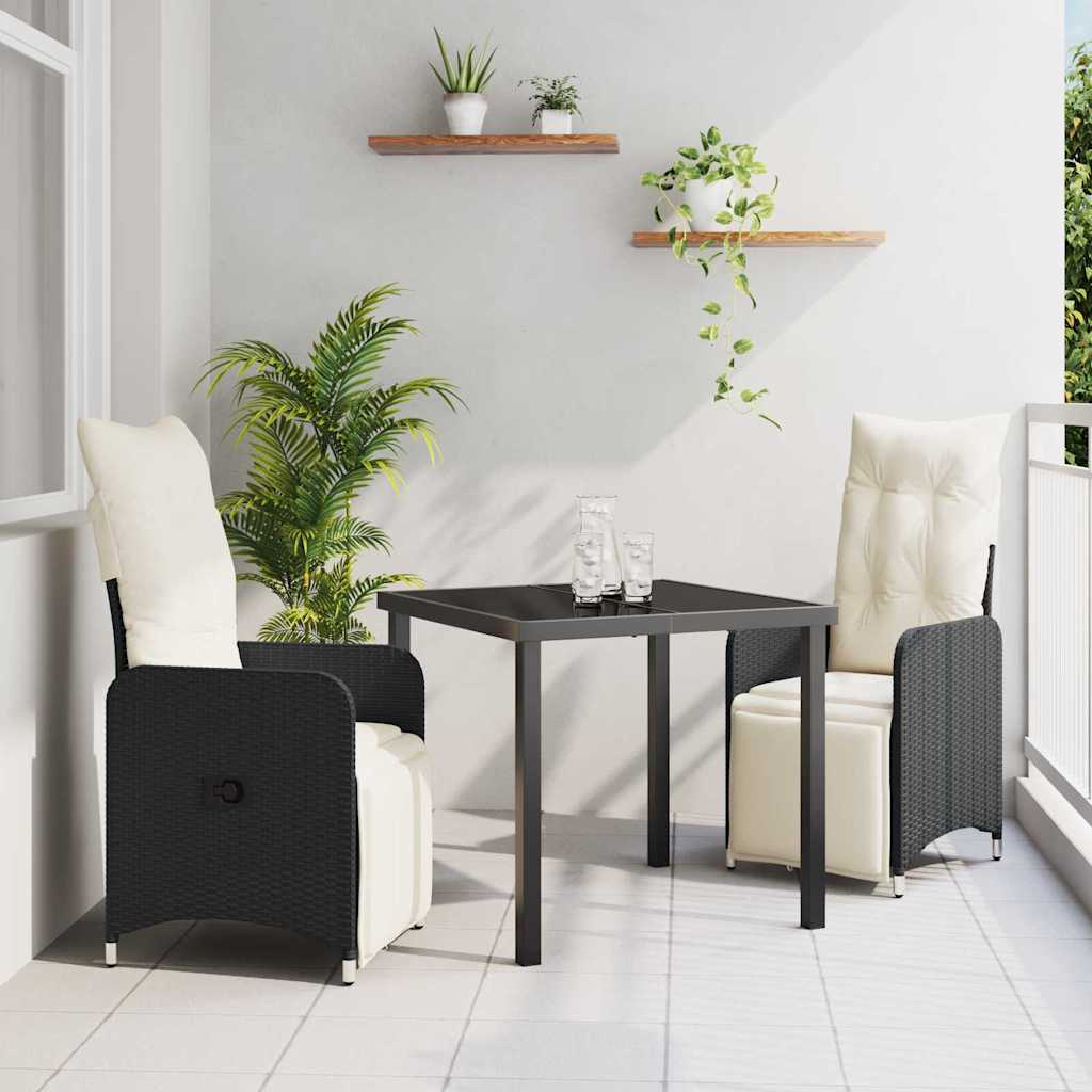 Vrtni set za objed 3 pcs Crna poliratan