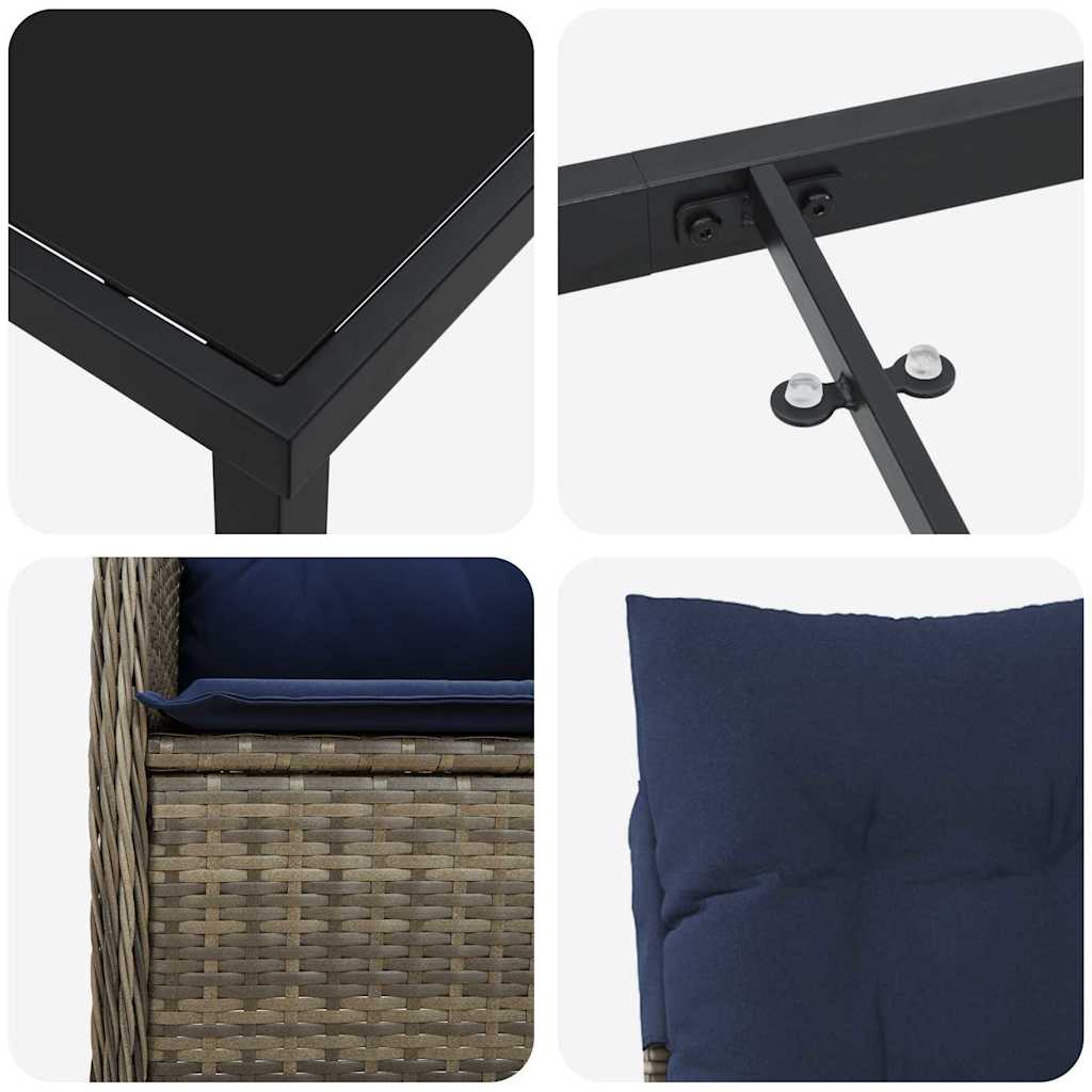 Vrtni set za objed 7 pcs Crna poliratan