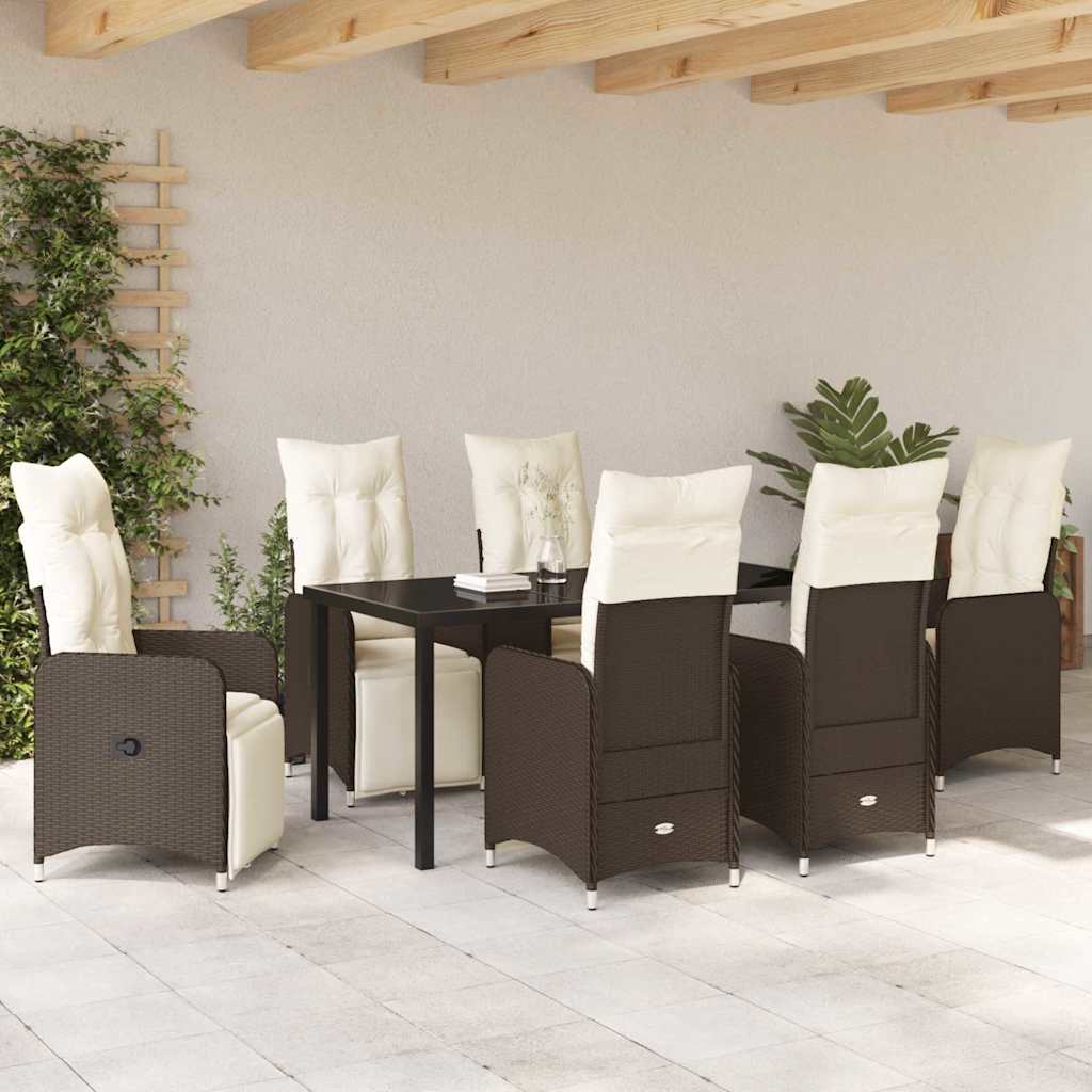 Vrtni set za objed s jastukom 7 pcs Smeđa poliratan