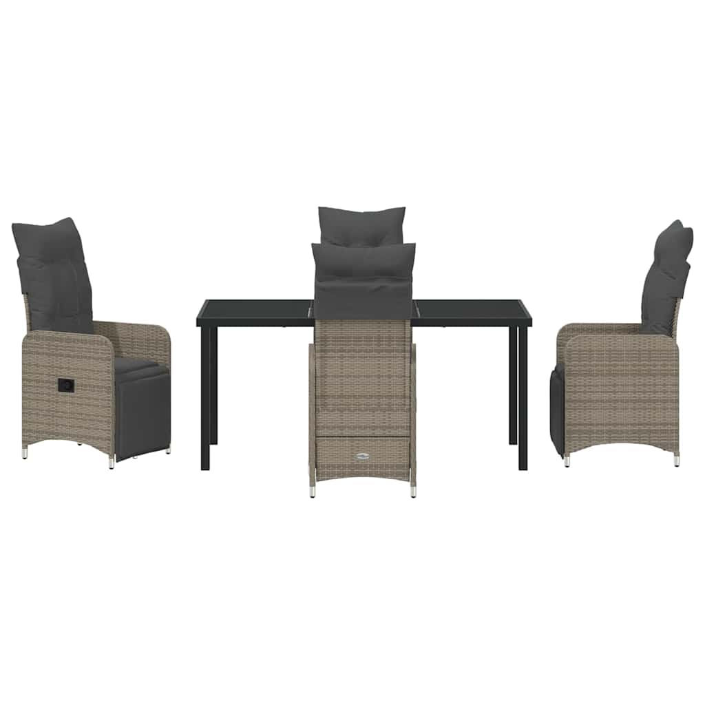 Vrtni set za objed s jastukom 5 pcs Siva poliratan