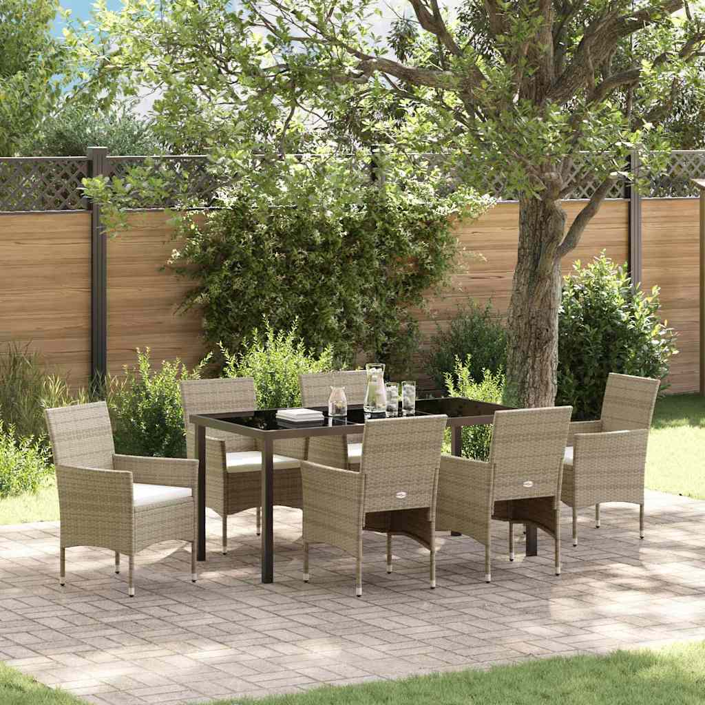 Vrtni set za objed s jastukom 7 pcs Bež poliratan
