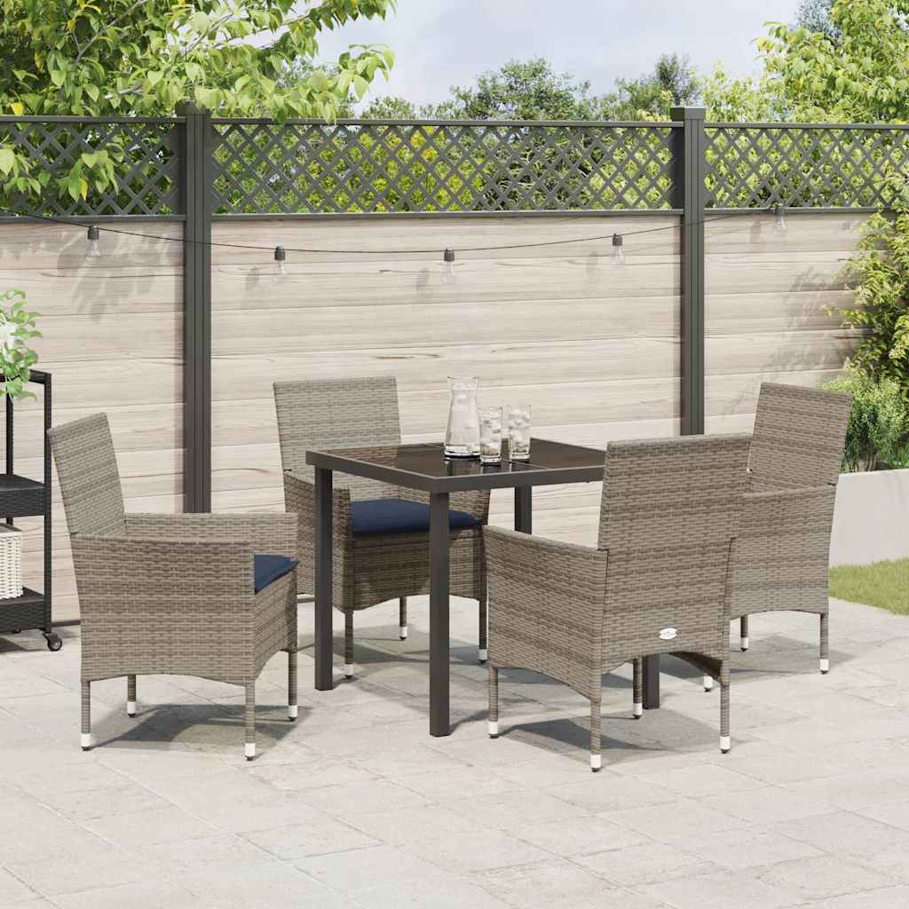 Set stola i stolica s jastukom 5 pcs Siva PE ratan