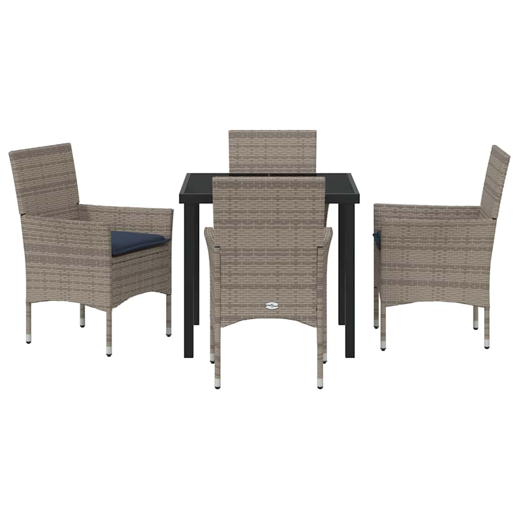 Set stola i stolica s jastukom 5 pcs Siva PE ratan